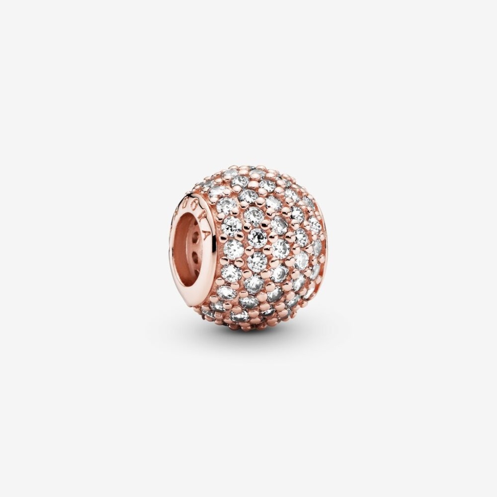 Pandora Clear Pavé Charm w/ Classic Cable Chain